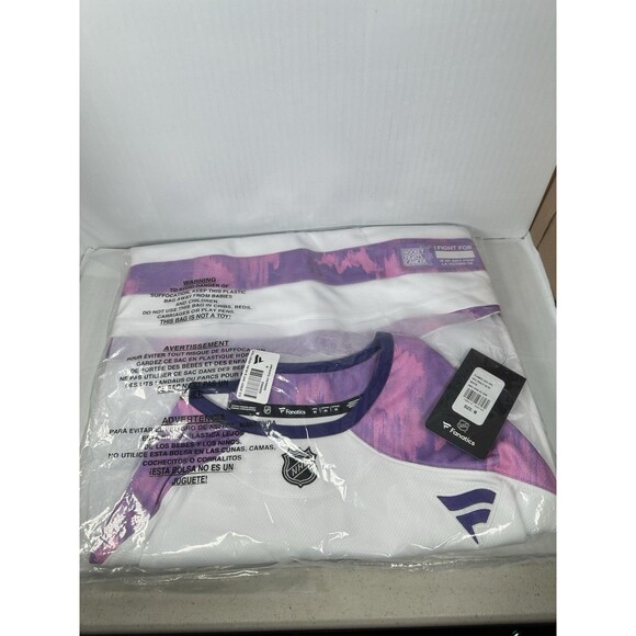 Size M Fanatics Calgary Flames Hockey Fights Cancer Jersey 2024 NHL NEW - Picture 3 of 4